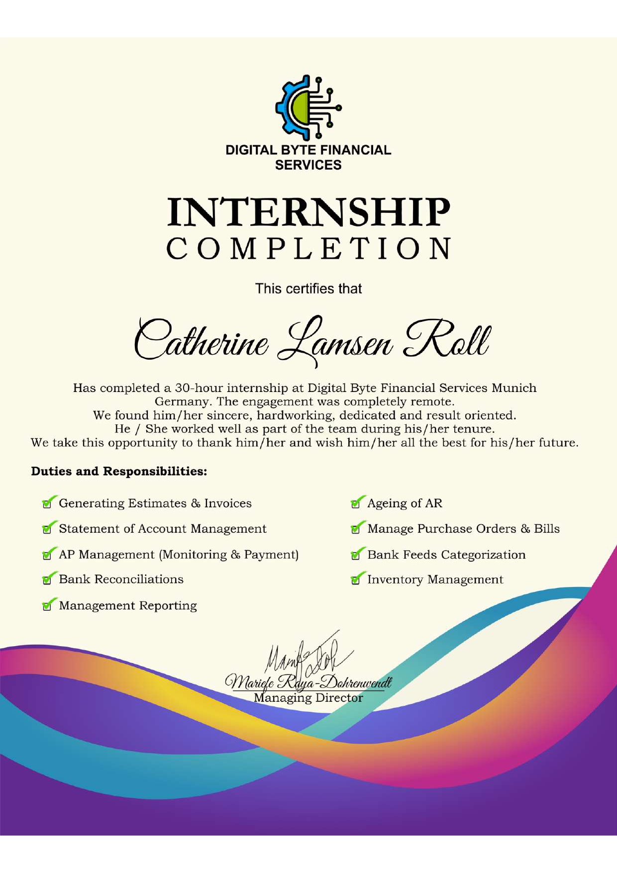 INTERSHIP COMPLETION