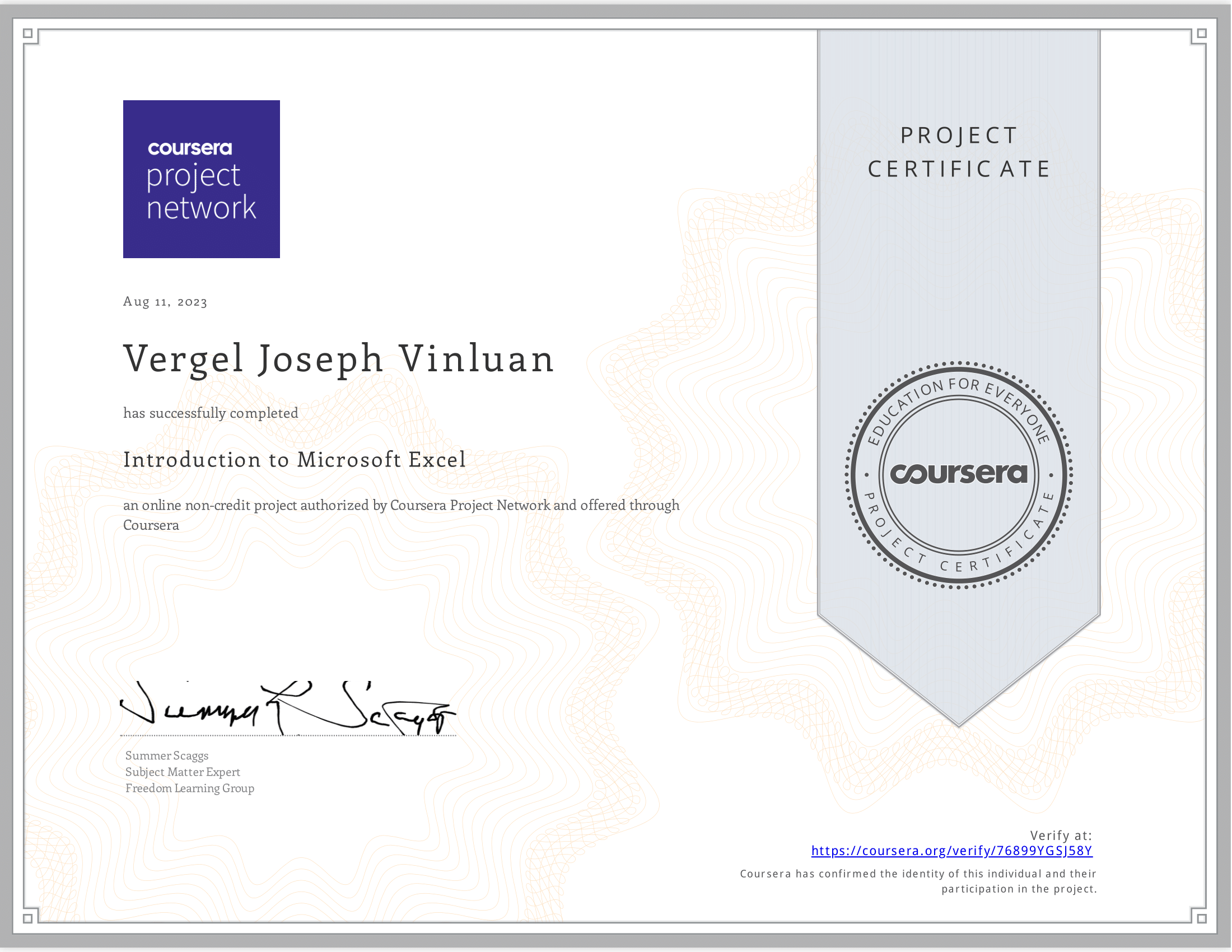 Introduction to MS Excel