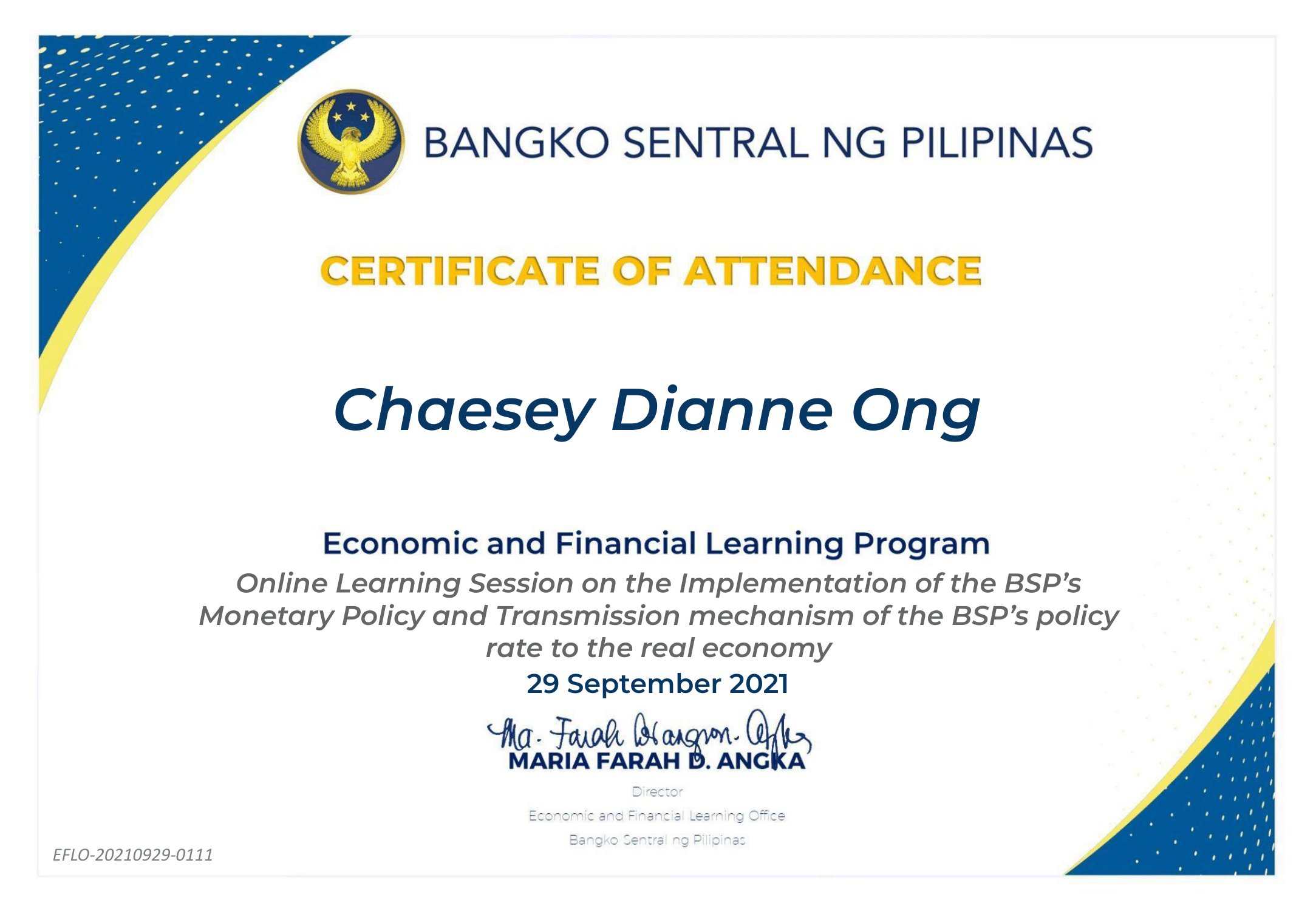 Online Learning Session on the Implementation of the BSP's Monetary Policy and Transmission mechanism of the BSP's policy rate to the real economy