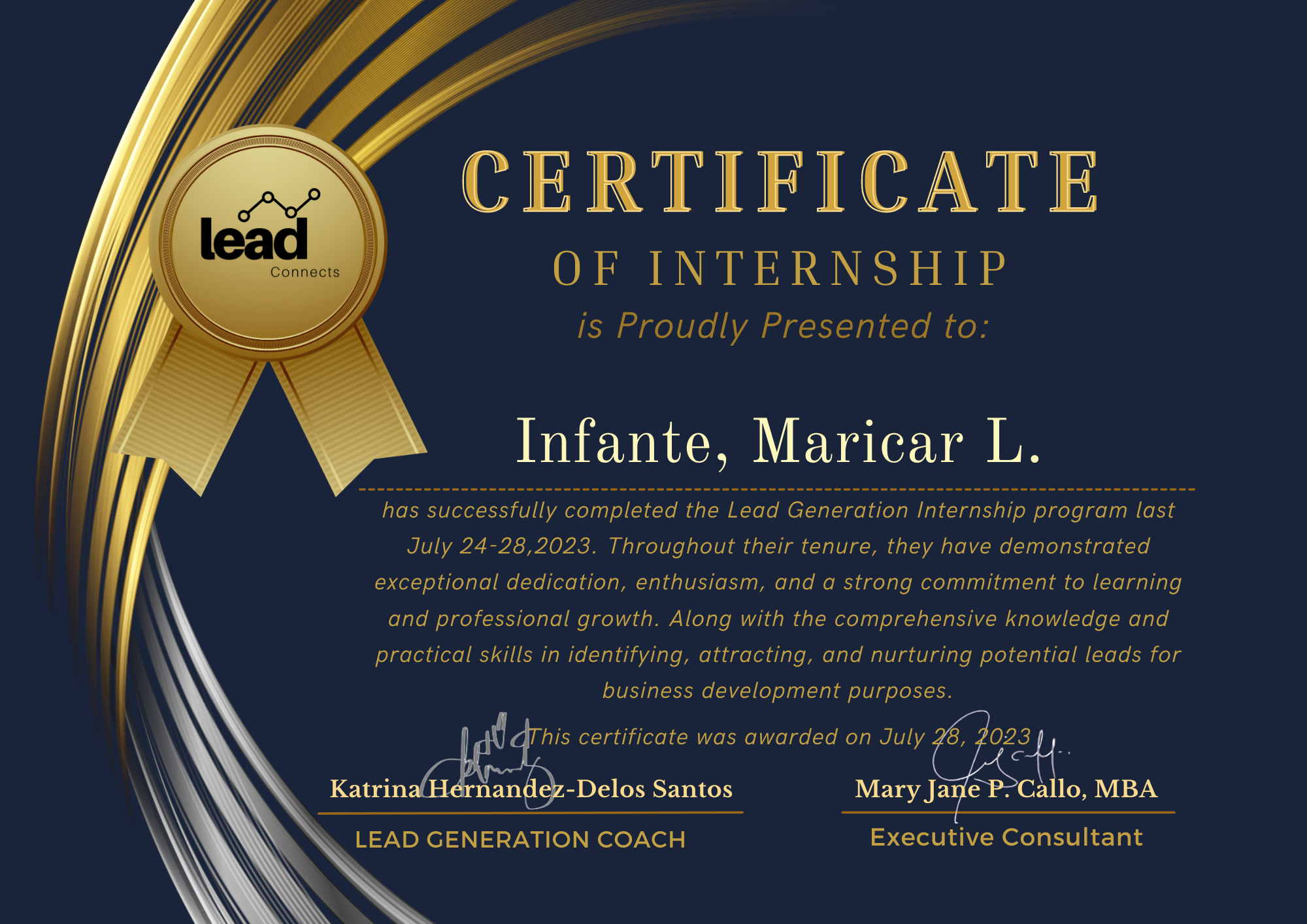 Lead Generation Internship Program July 24 - July 28, 2023