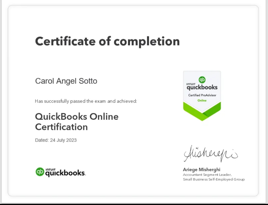 QuickBooks Certified ProAdvisor