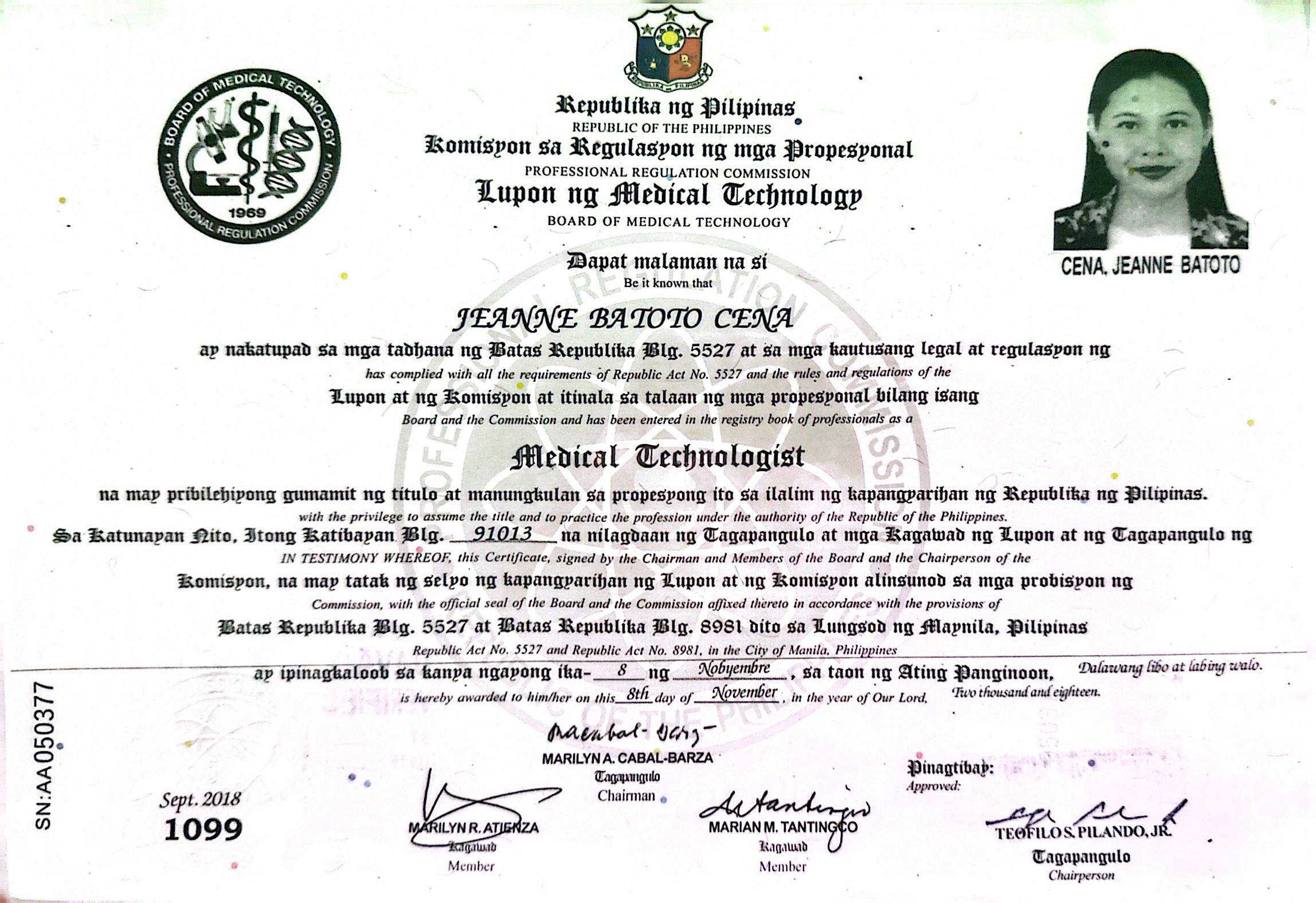 Board Certificate