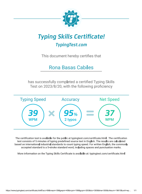 Typing Test Result