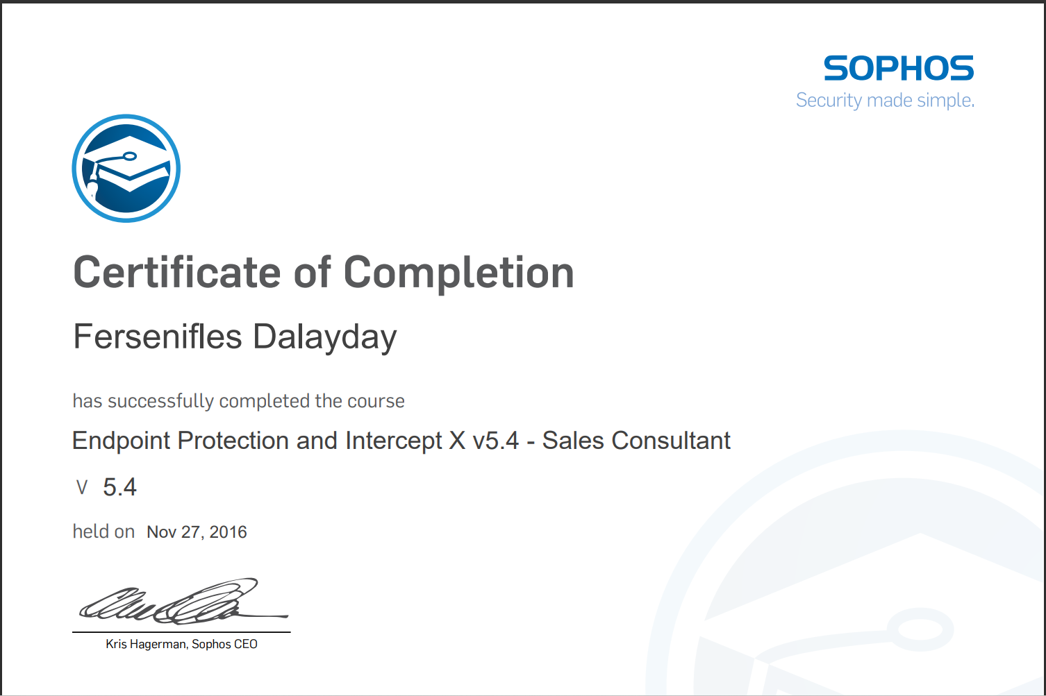 Sophos Endpoing and Intercept X V5.4 Sales Consultant