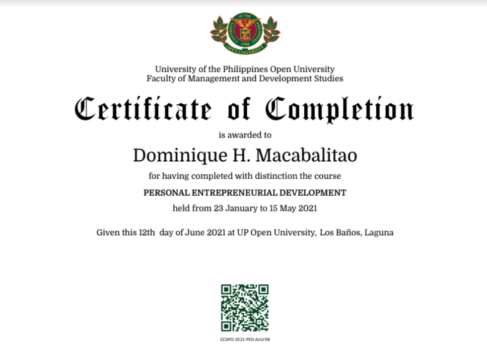 UPOU Certification