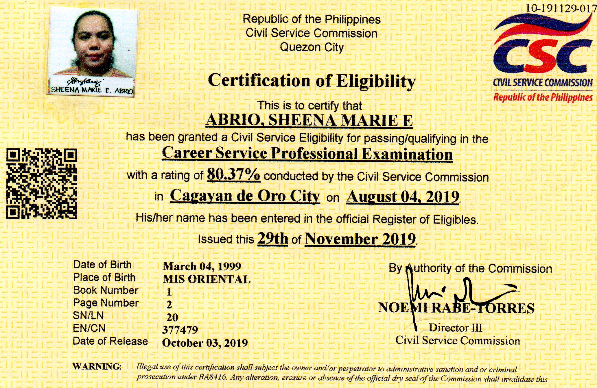 CIVIL SERVICE ELIGIBLE- PROFESSIONAL