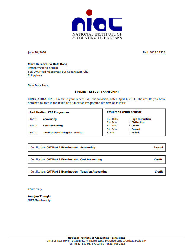 Certified Accounting Technician by NIAT