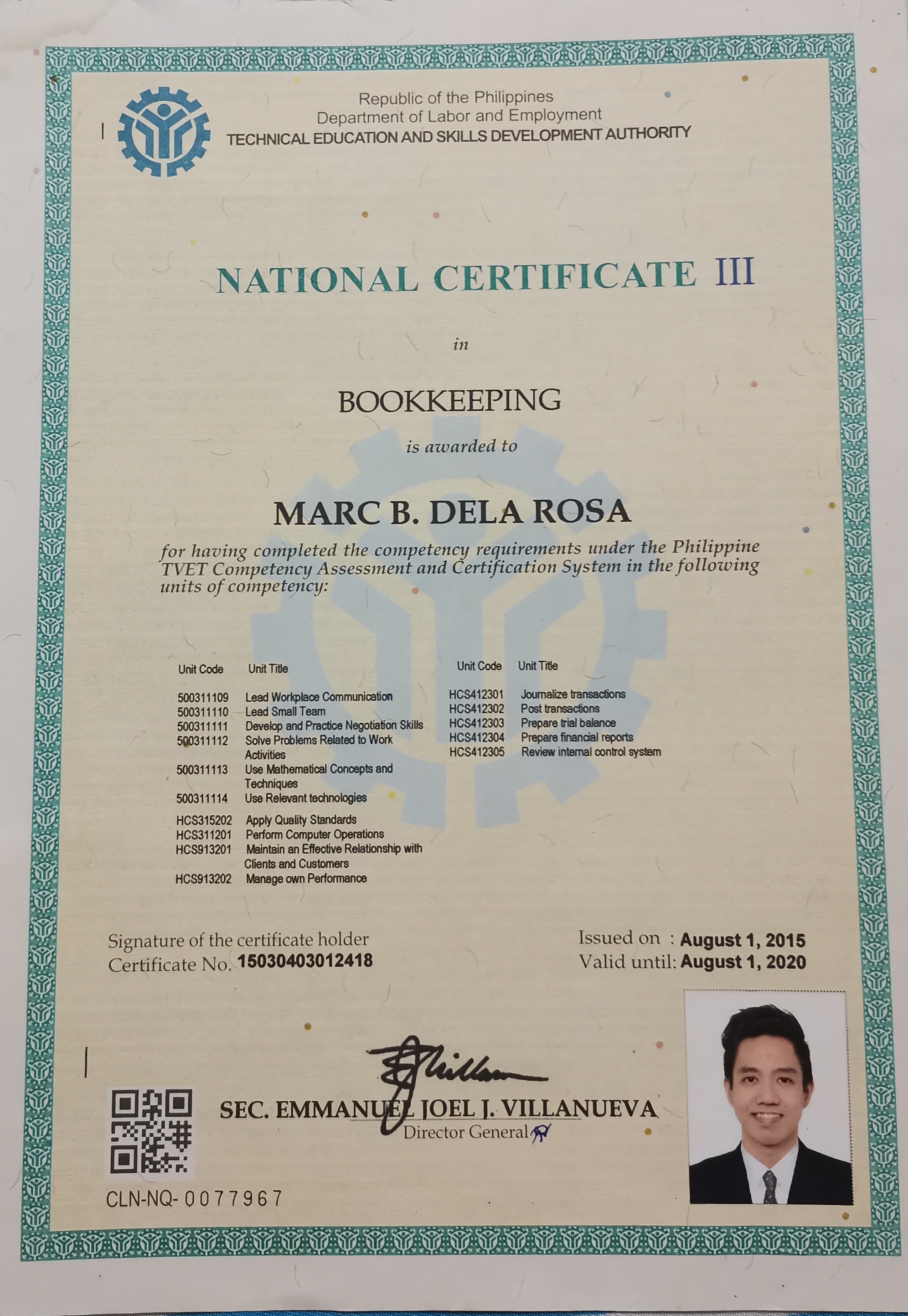 National Certificate in Bookkeeping