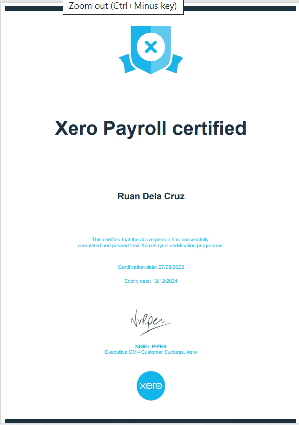 XERO Payroll Certification