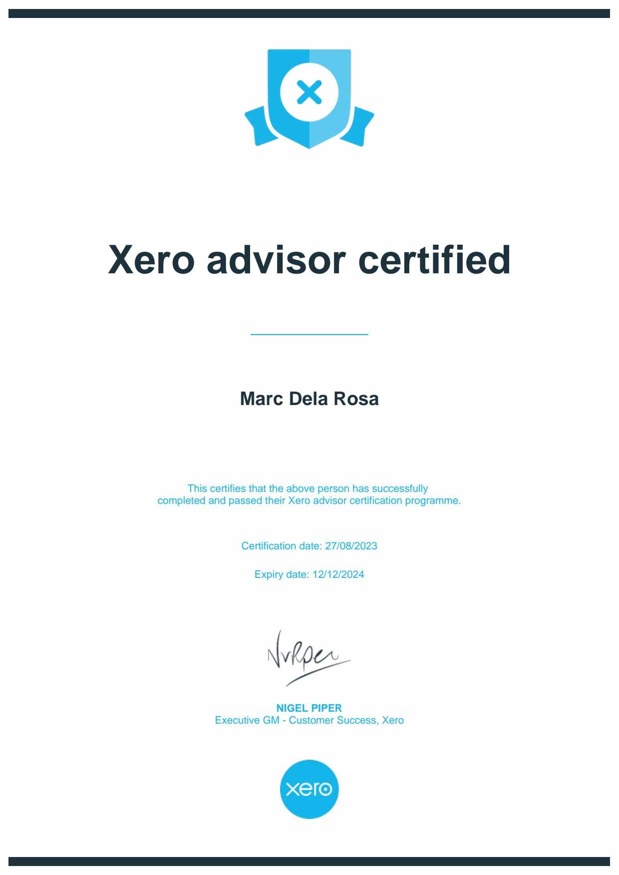 Xero Advisor Certificate