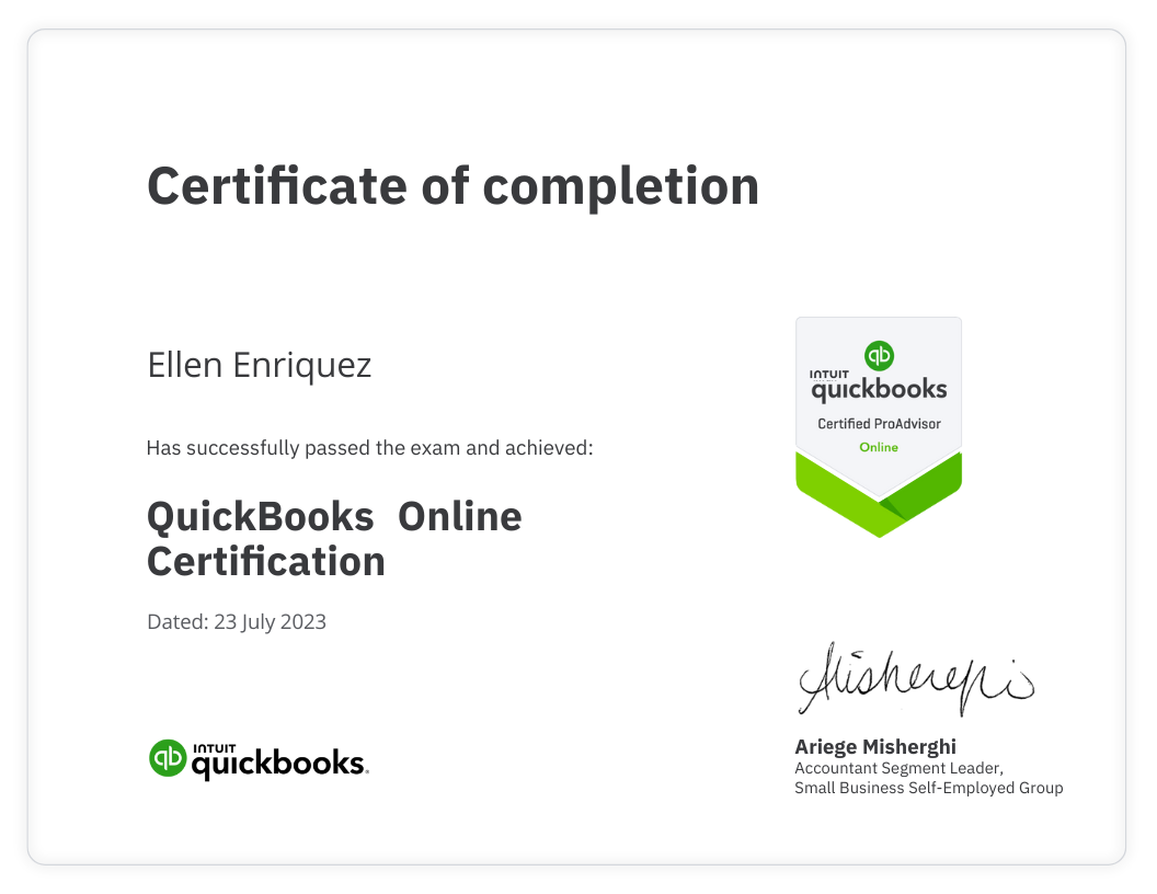 QUICKBOOKS PRO ADVISOR