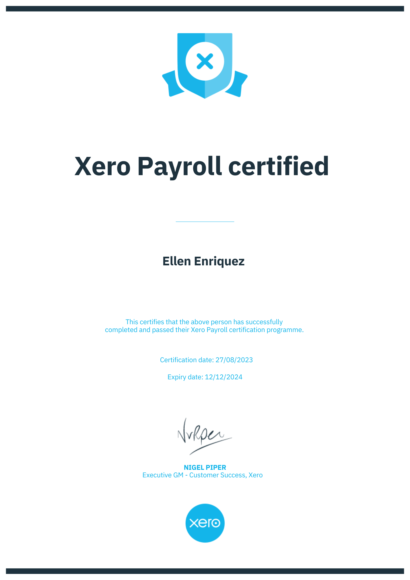 XERO PAYROLL CERTIFIED