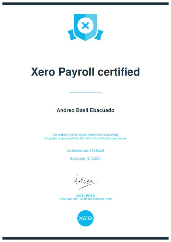 Xero Payroll Certified