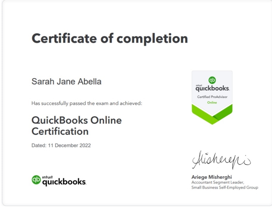 QUICKBOOKS CERTIFICATION