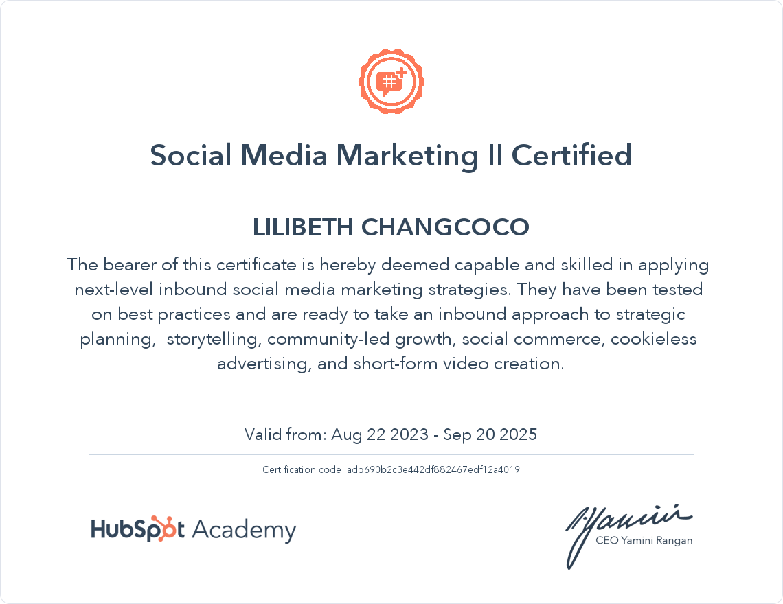 Social Media Marketing II Certification