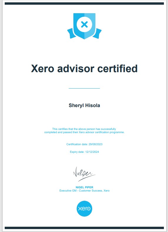 Xero Advisor Certificate