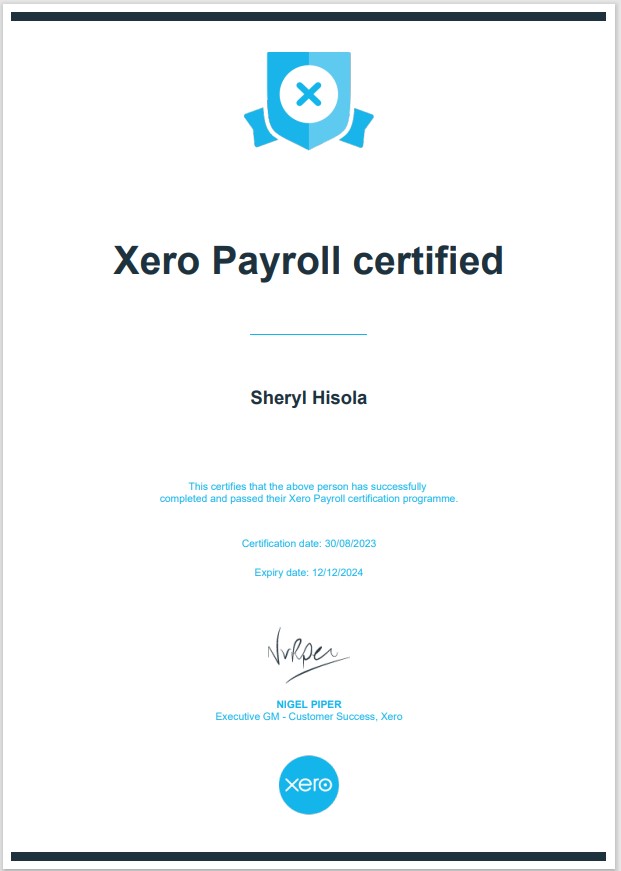 Xero Payroll Certified