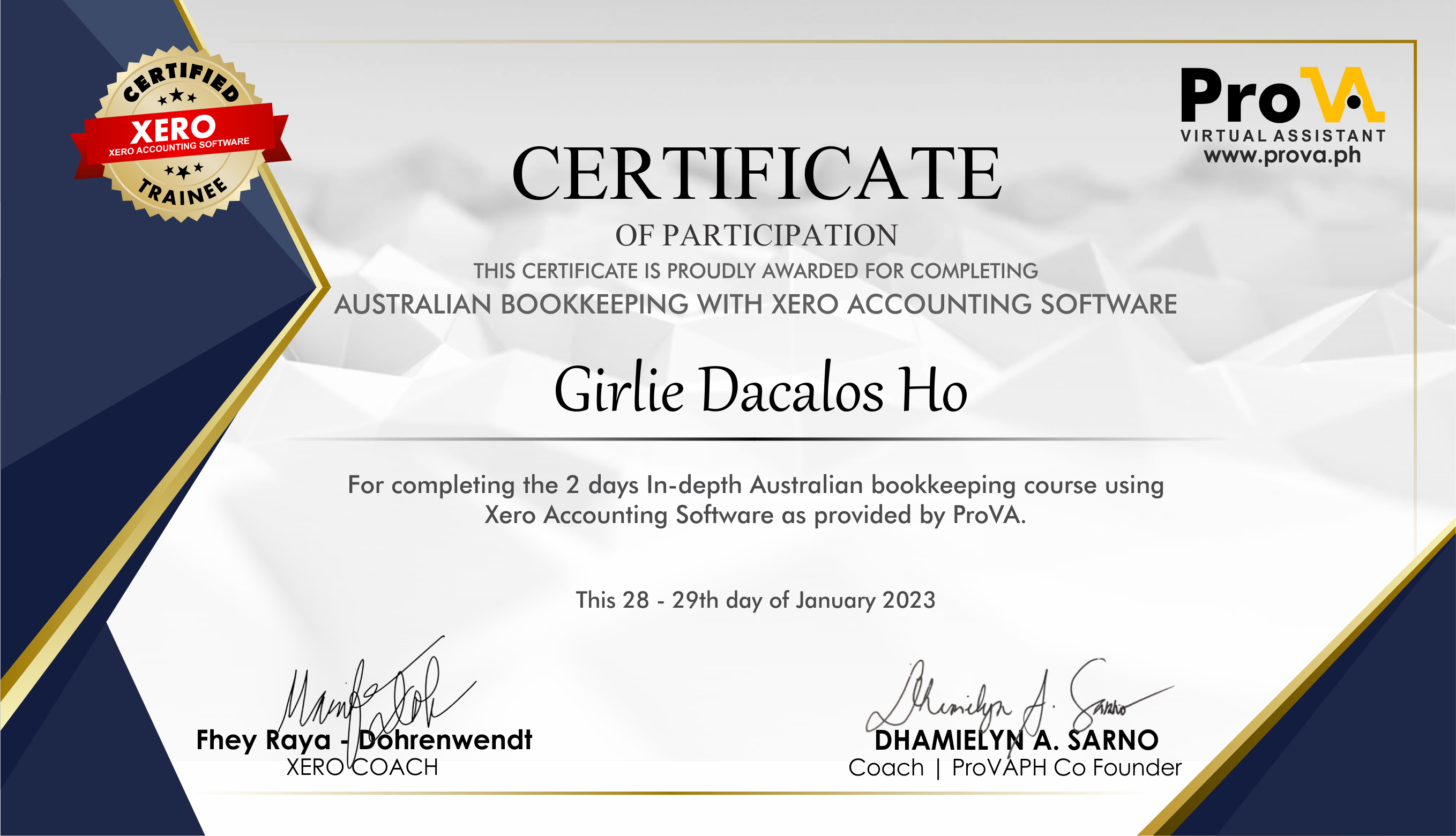Xero Accounting Software Training Certificate
