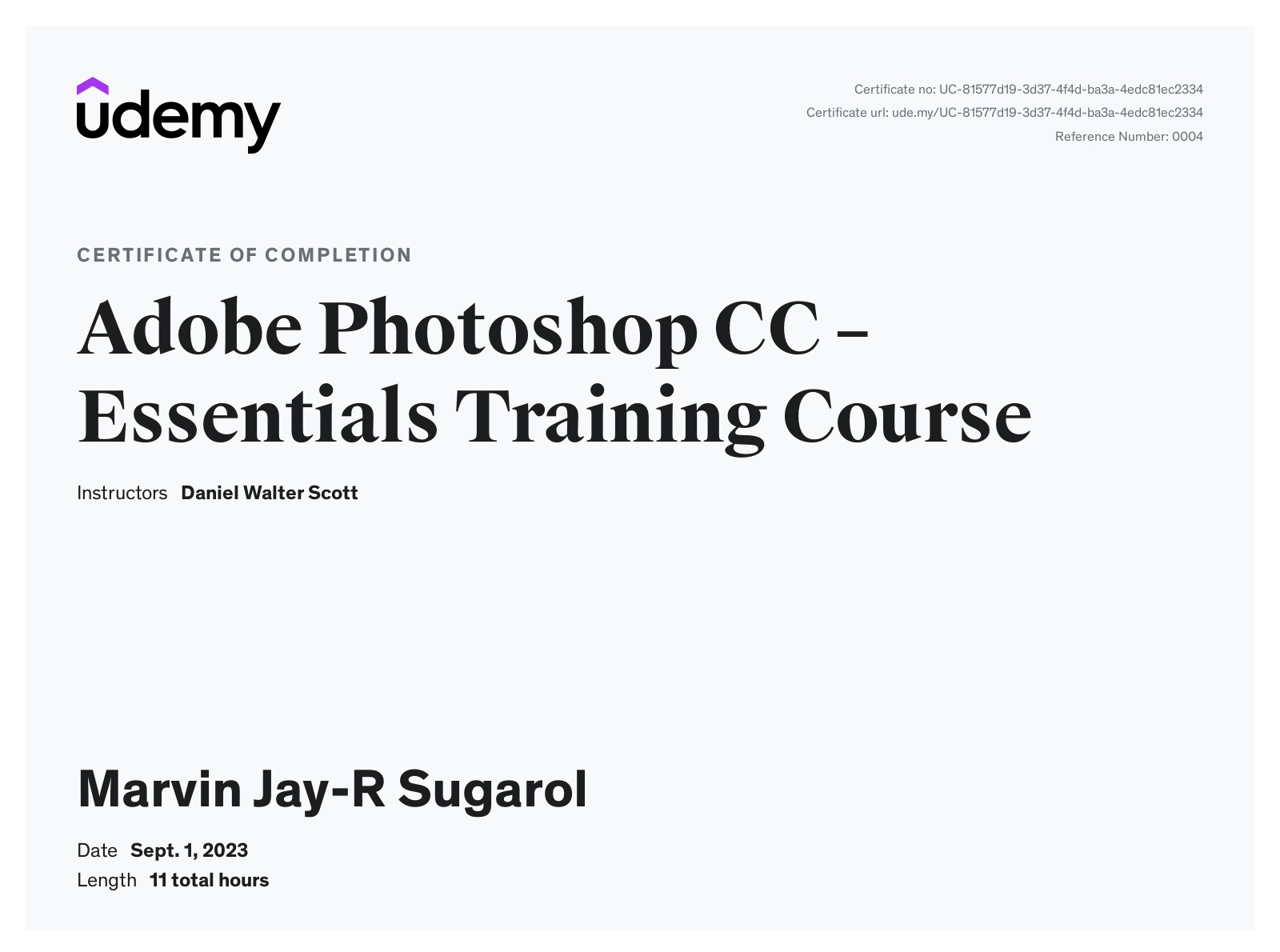 Adobe Photoshop CC- Certificate