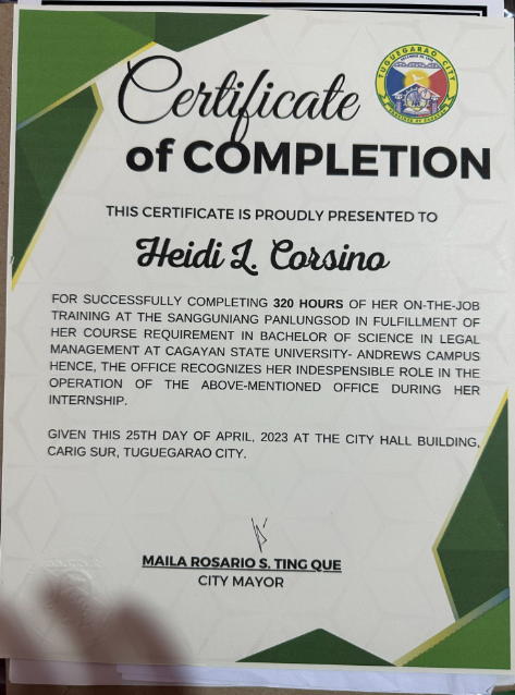 Certificate of Completion