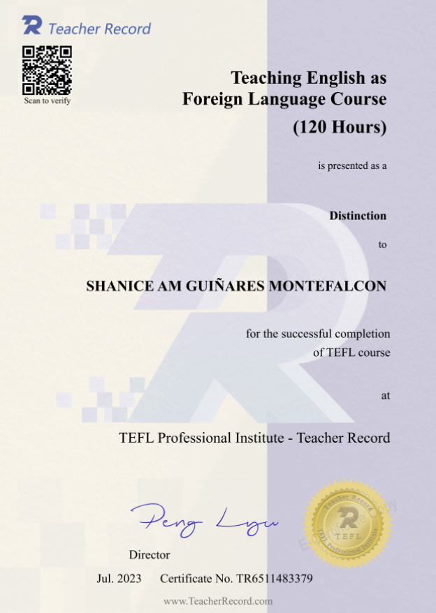 MY TEFL CERTIFICATE