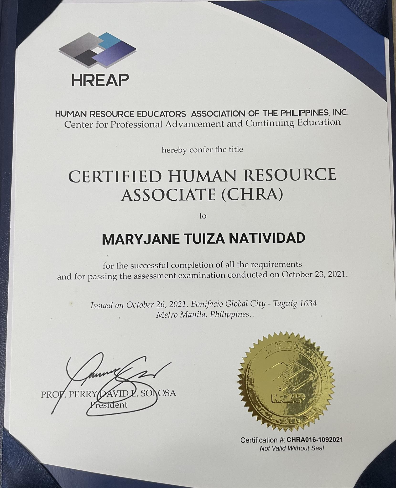 HUMAN RESOURCE CERTIFICATION