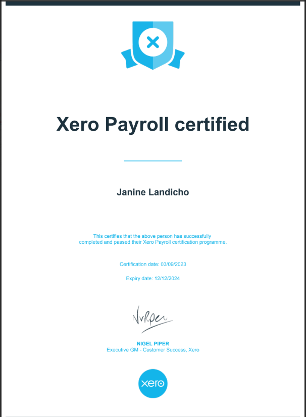 Xero Payroll Certified