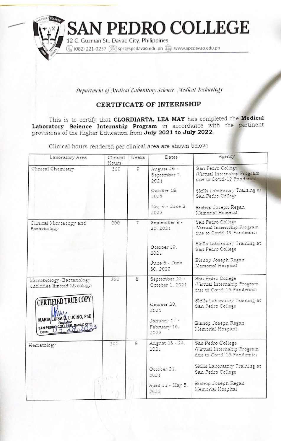 Certificate of Internship Page 1