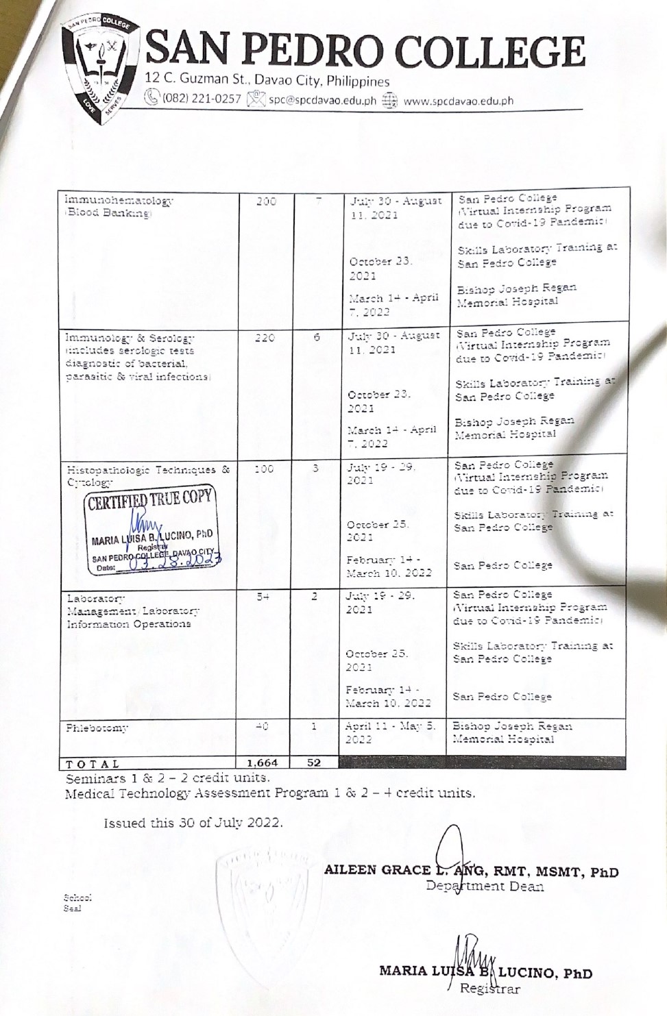 Certificate of Internship Page 2