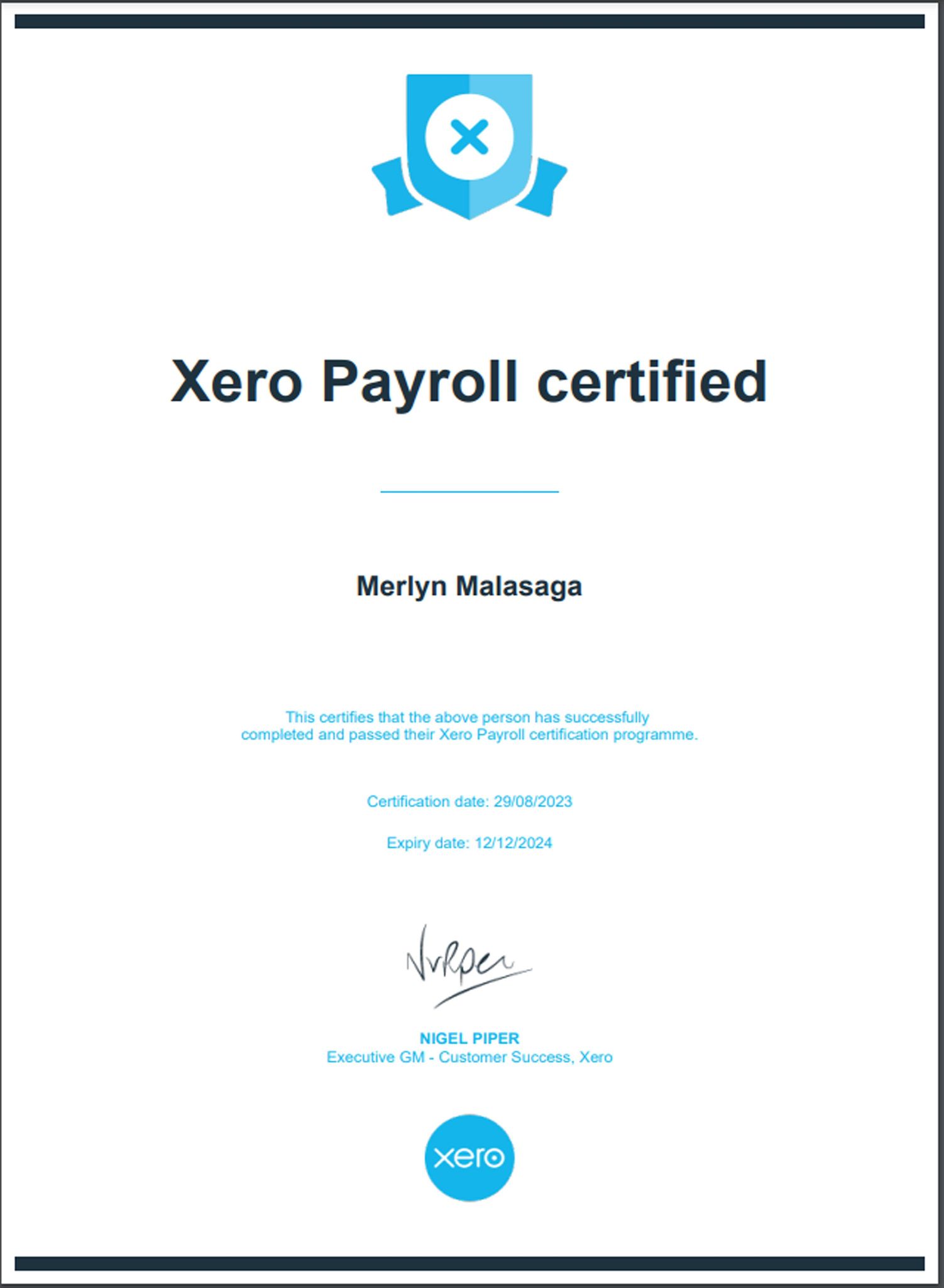 Xero Payroll Certified