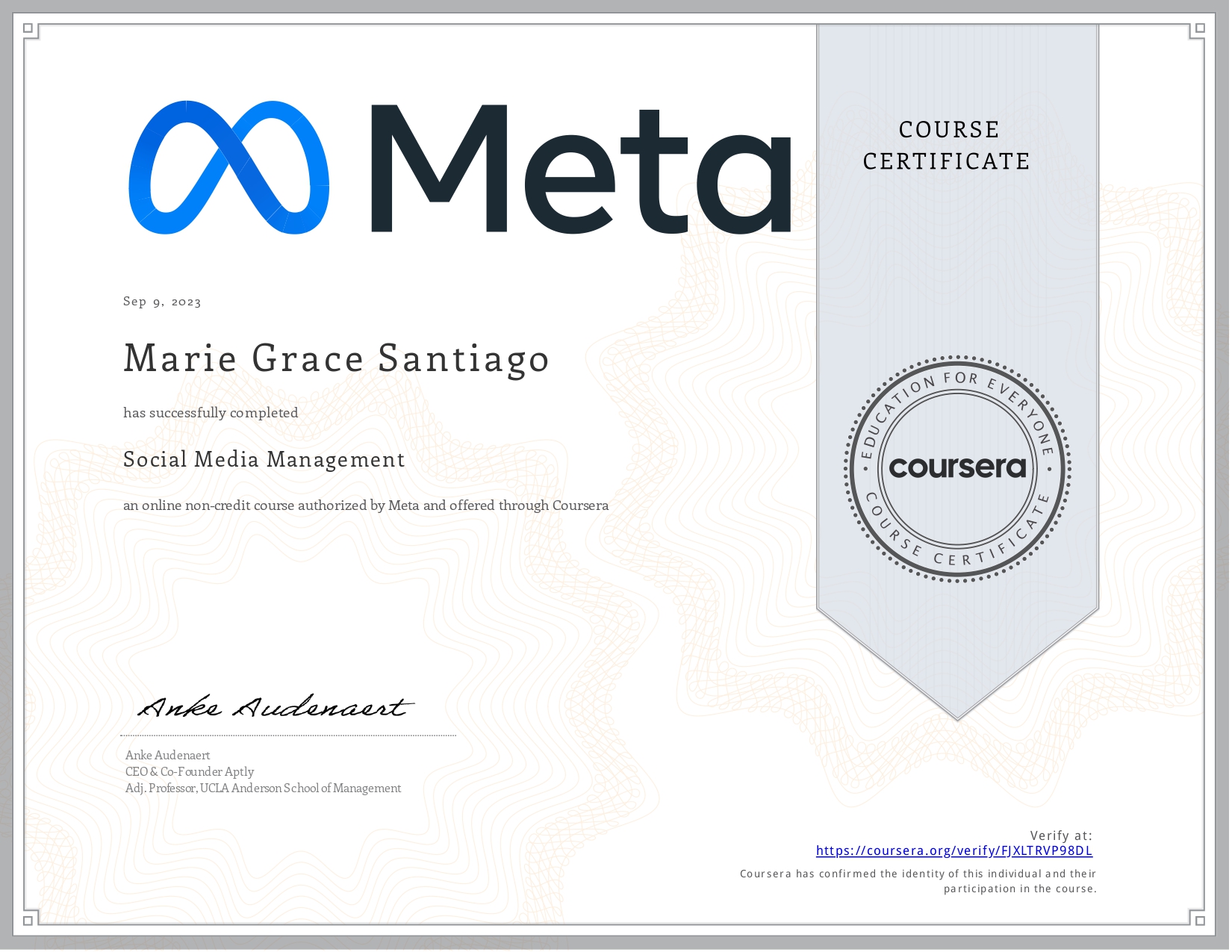 Coursera SMM Certificate