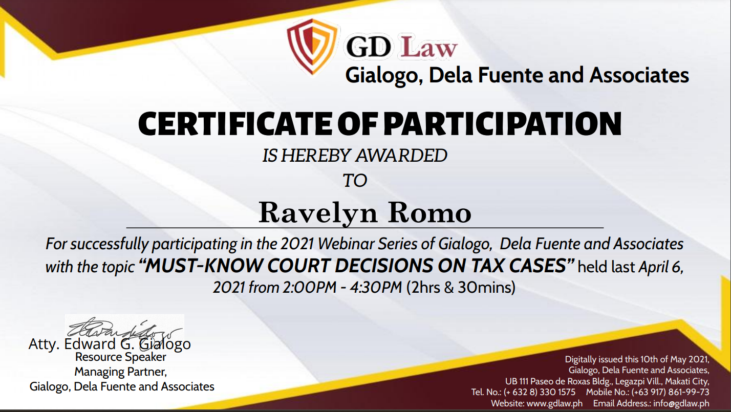 GD LAW- Must-know court decisions on TAX CASES