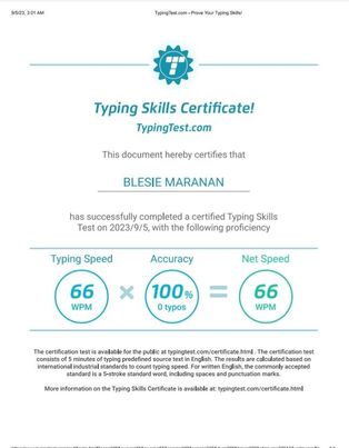 Typing Test Certification