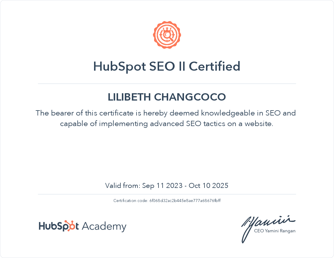 HubSpot SEO II Certification