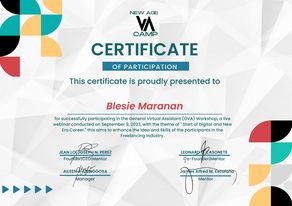 General Virtual Assistant Workshop Certificate