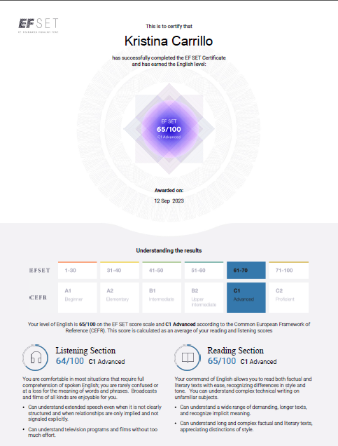EF Standard English Test Certificate