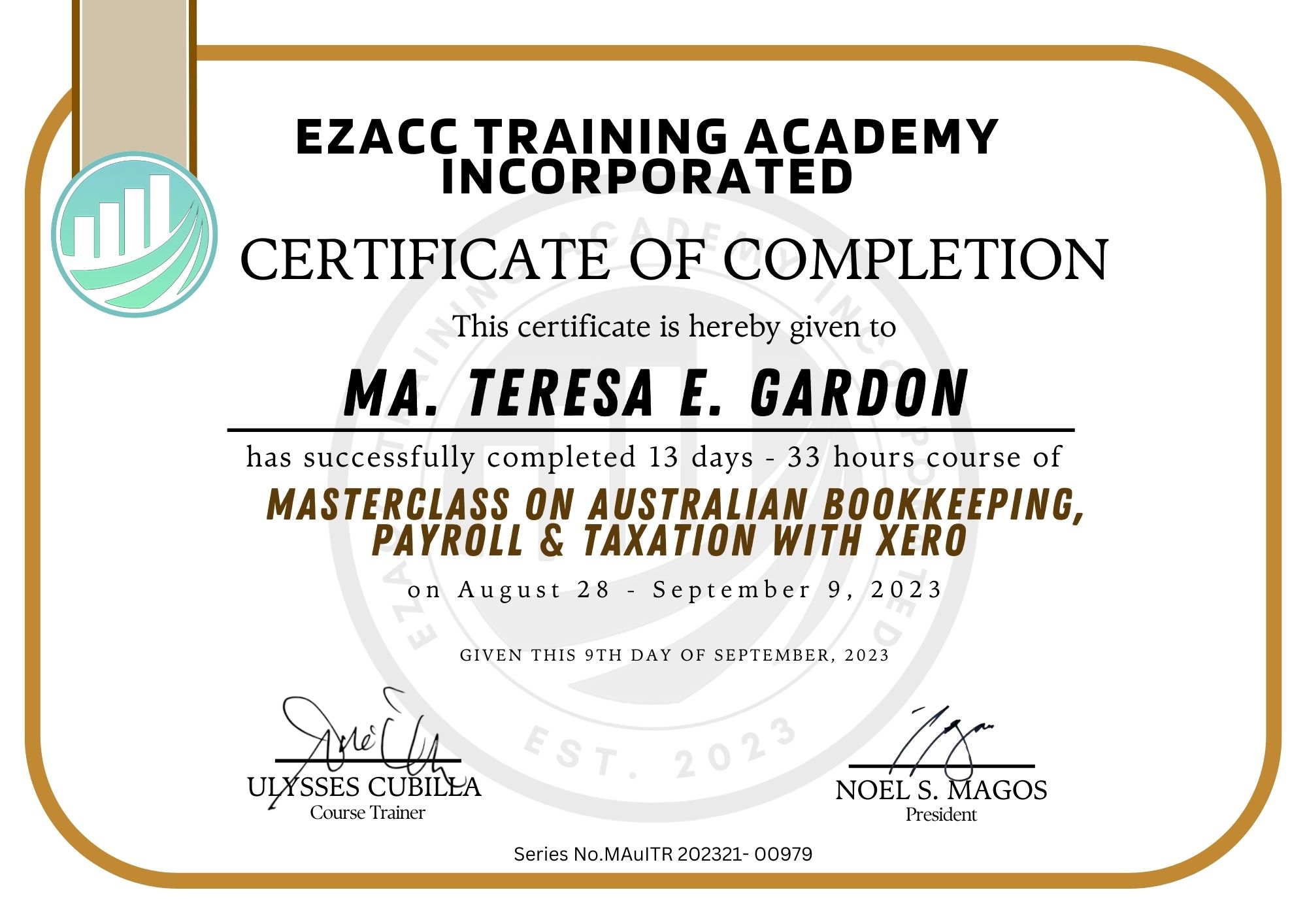 Certification  on Australian Bookkeeping, Payroll & Taxation with Xero