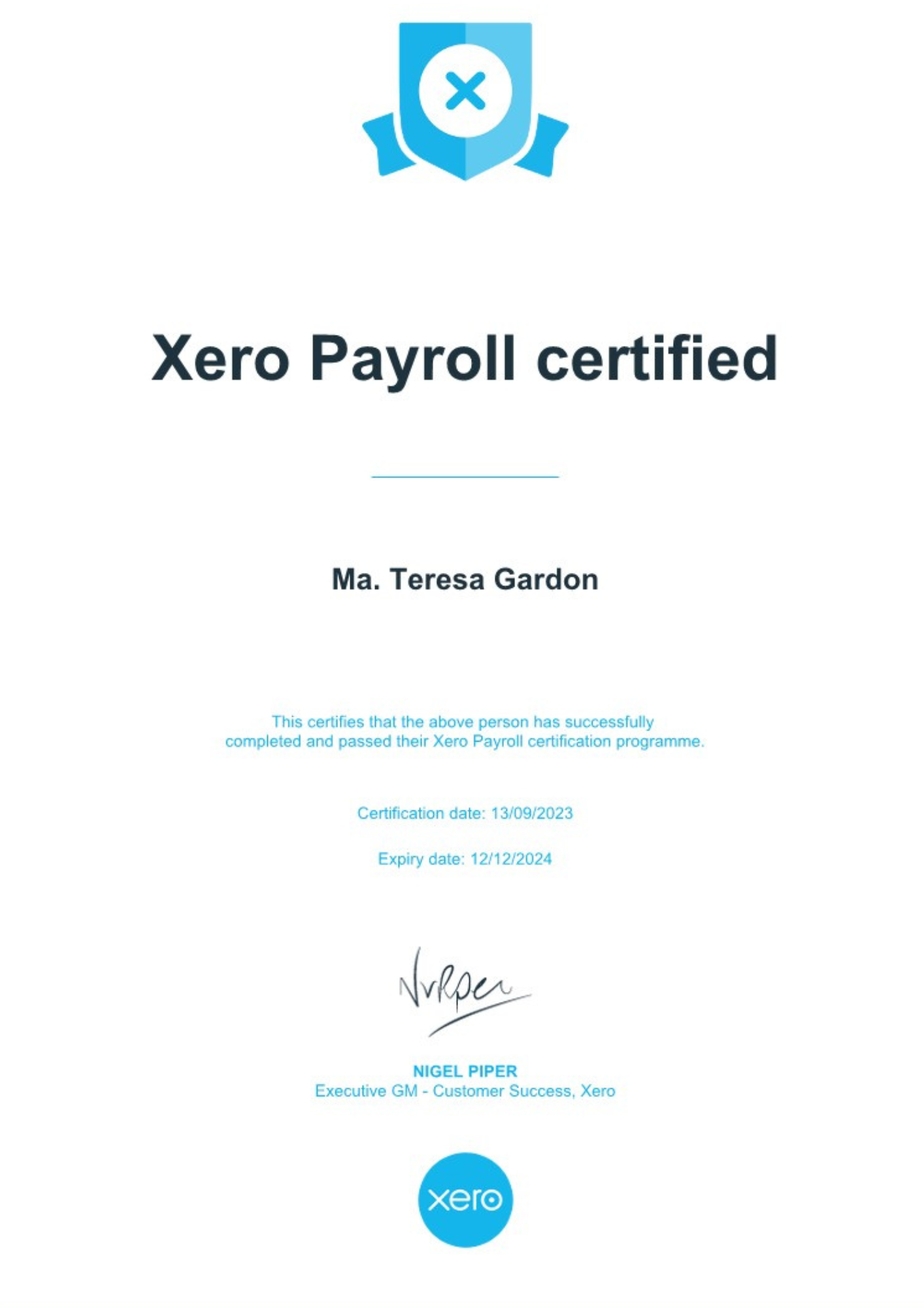 Xero Payroll Certification