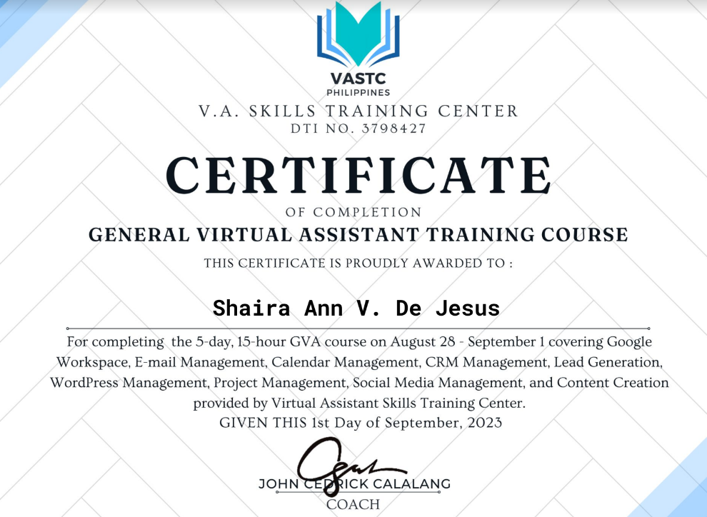 General Virtual Assistant Training Course_VASTC