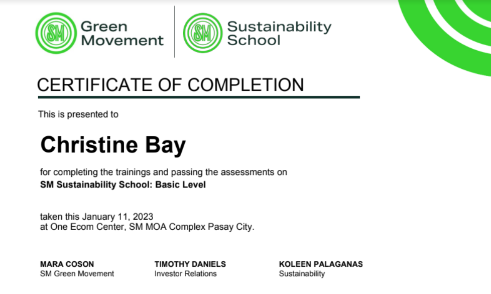 SM Sustainability School: Basic Level