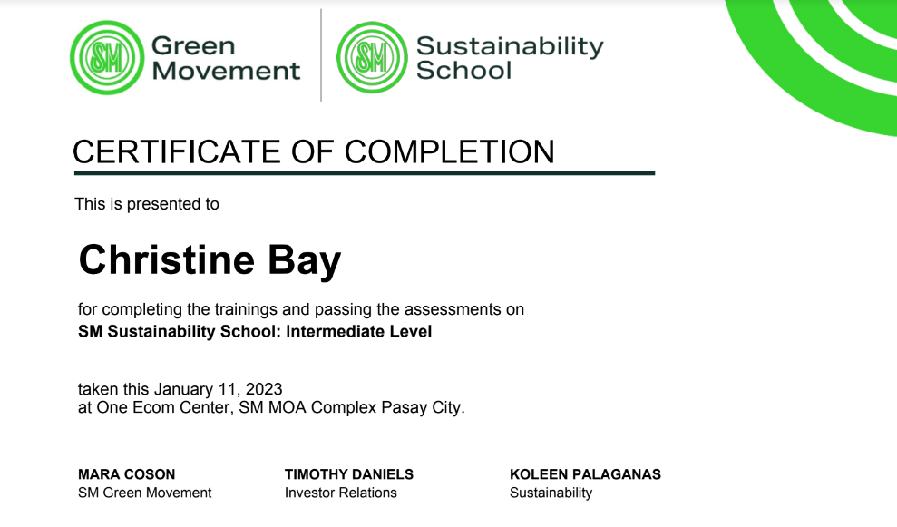 SM Sustainability School: Intermediate Level