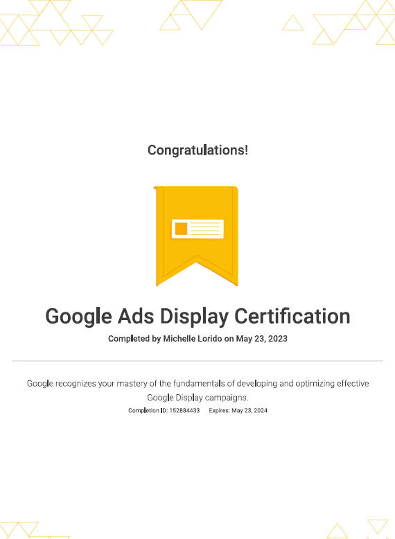 GOOGLE ADS DISPLAY CERTIFICATE