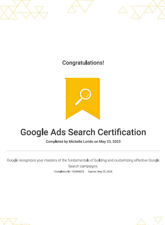 GOOGLE ADS SEARCH CERTIFICATE