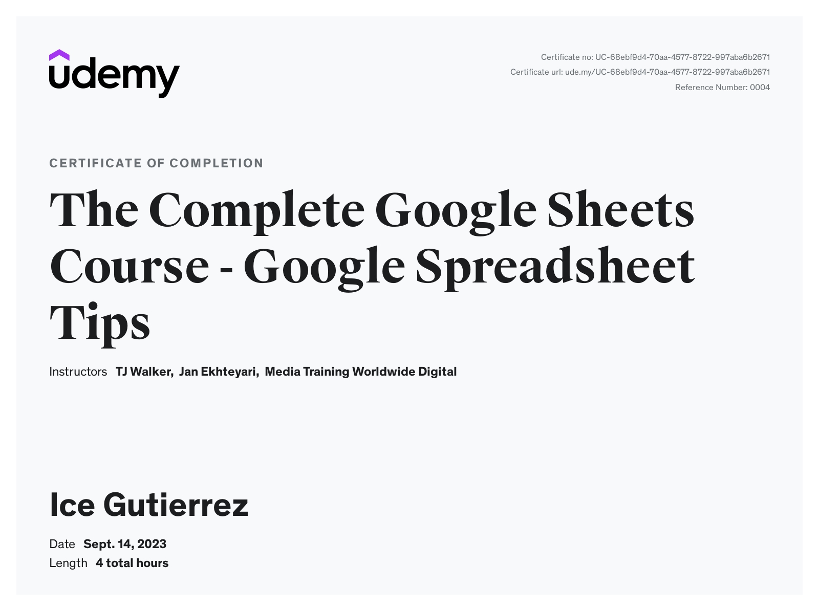 Google Sheets Course