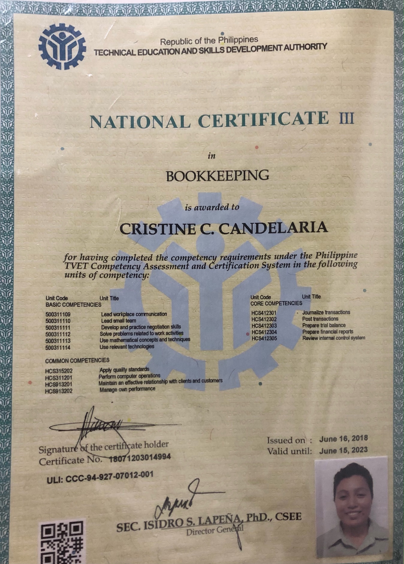 Bookkeeping Training Certificate