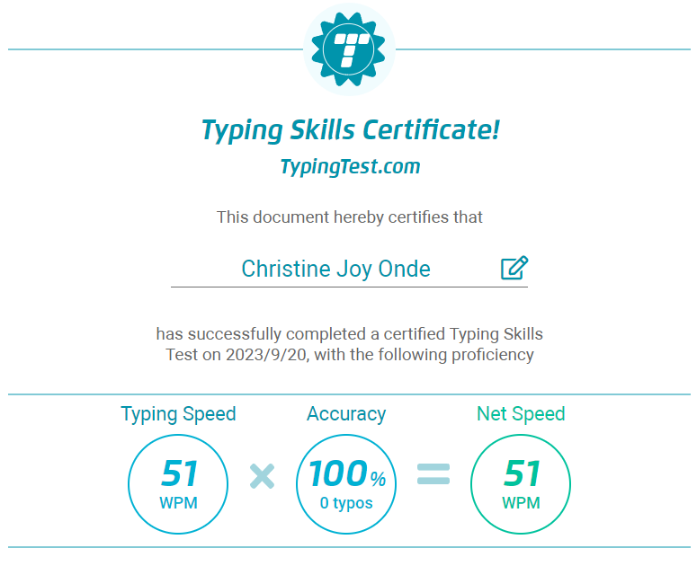 Typing Test Result