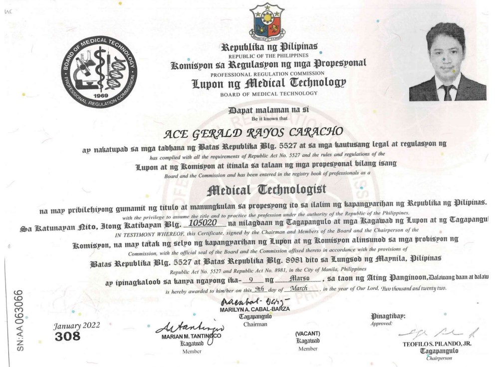 Professional Regulation Commission Certificate of Registration