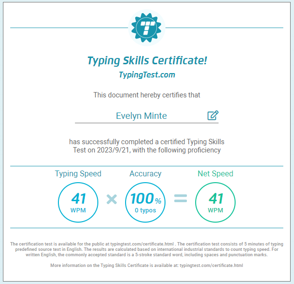 Typing Test Certification