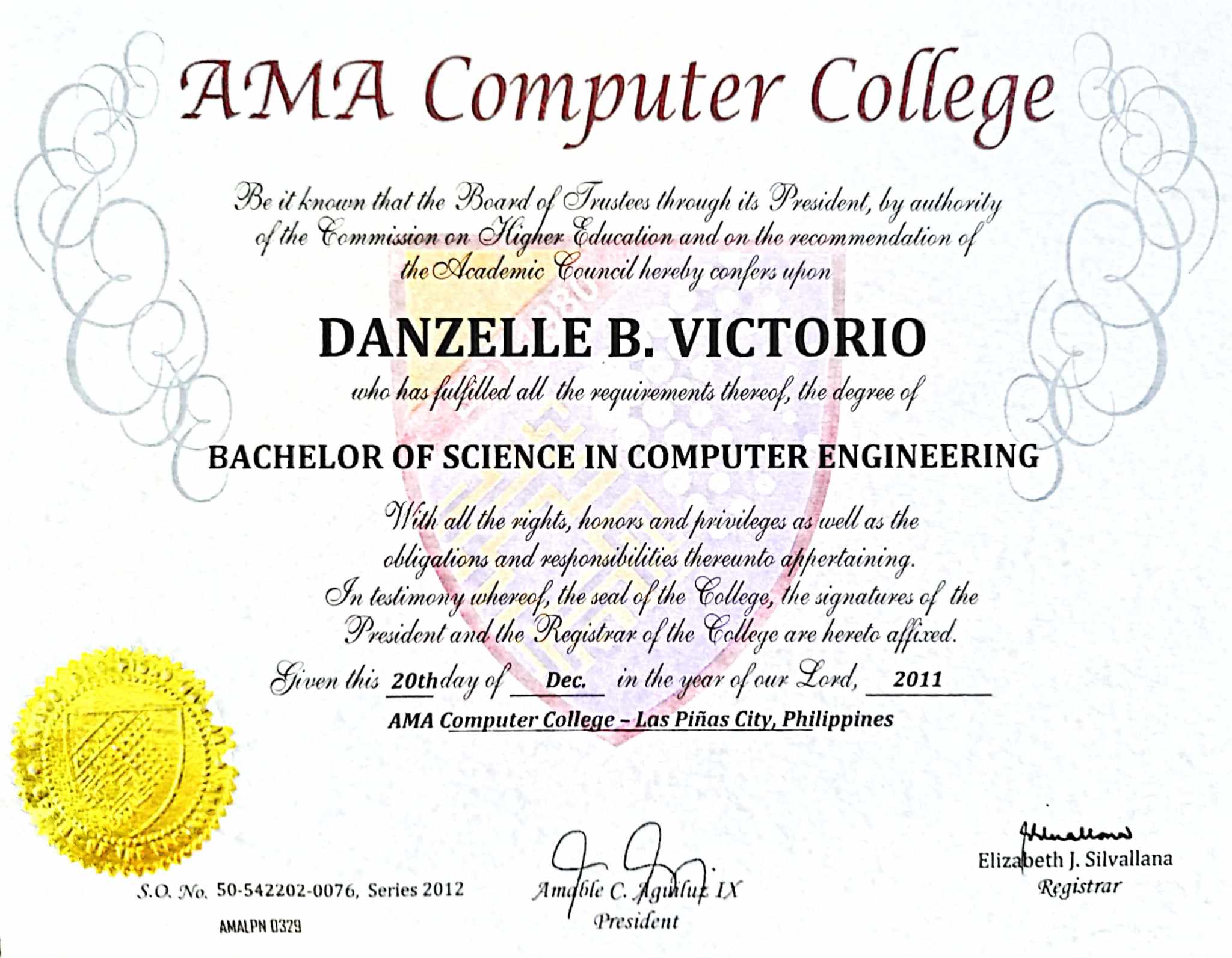 My Diploma Certificate