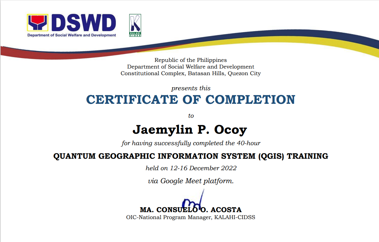 QGIS Training Certificate